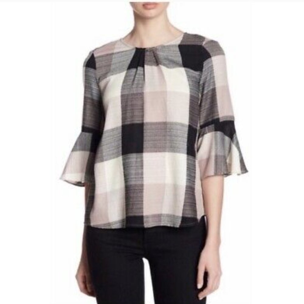 Ro&de gingham bell sleeve top‎ small